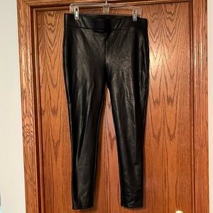 Loft Pants Faux/Imitation Leather Black Fleece Lined‎ Dress Size Large